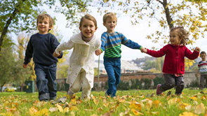 children play in garden