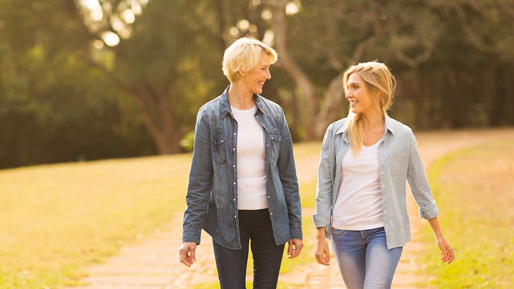 two women walking