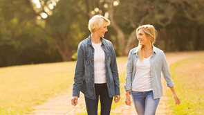 two women walking