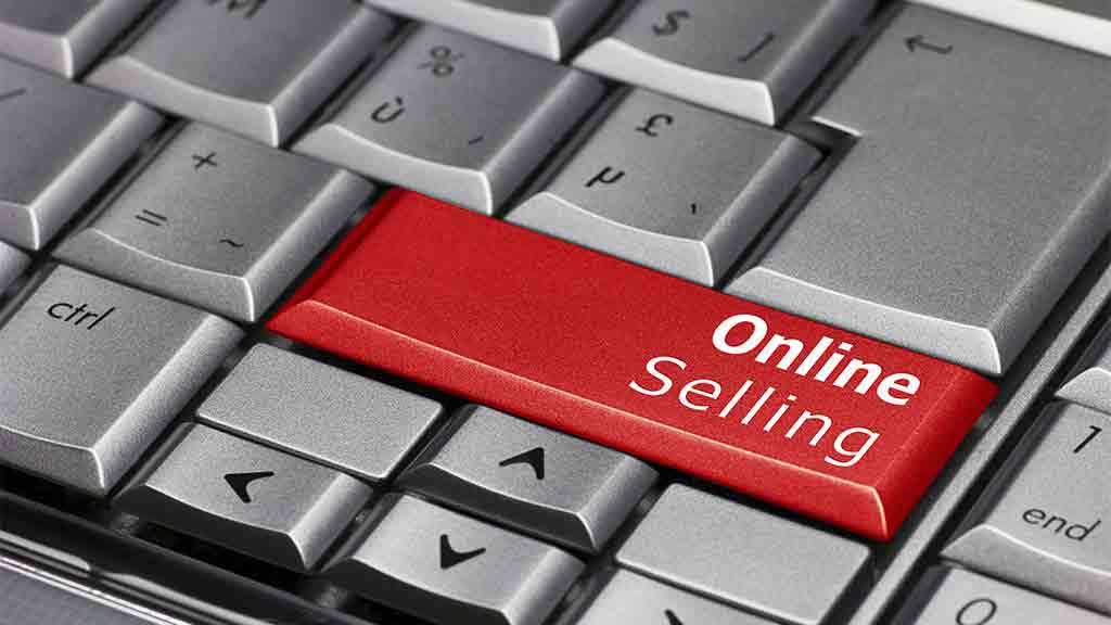 keyboard with button saying online selling