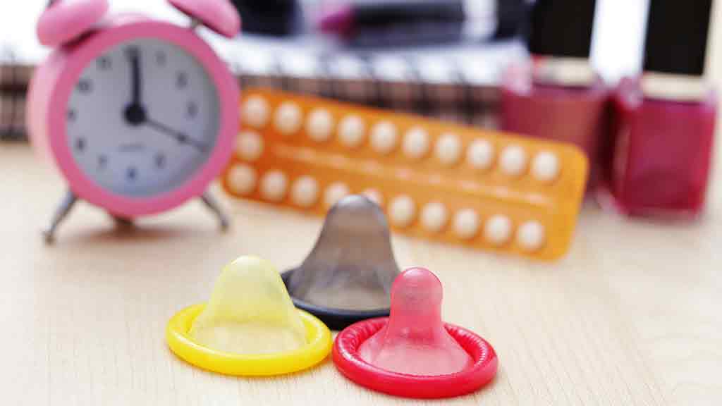 condoms clock and contraception pills