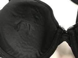   T-shirt bra washed 26 times using normal wash showing puckering of the liner