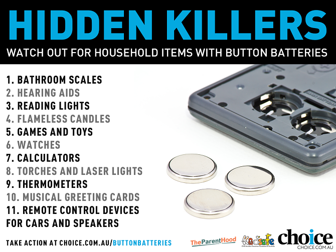 List of household items containing button batteries