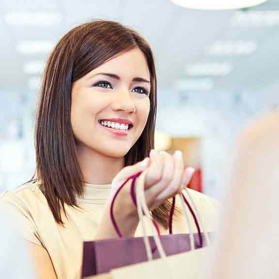 woman holding shopping bag square