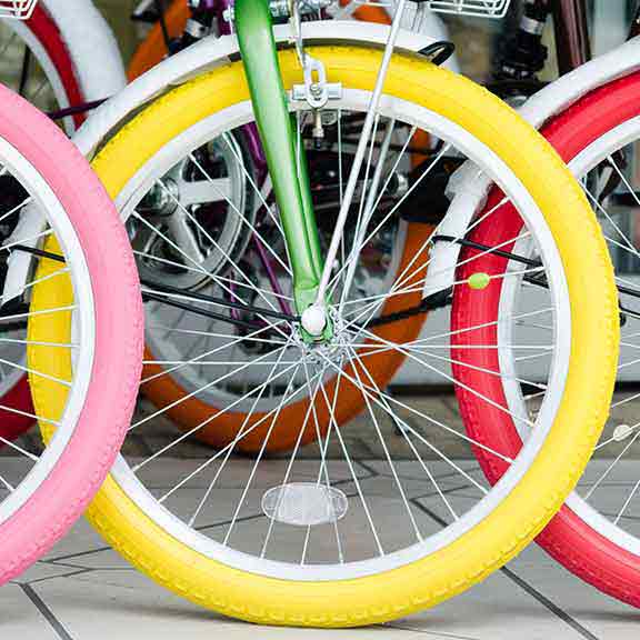 colourful bike wheels square