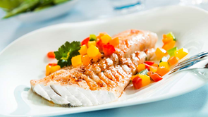 plate of fish and vegetables