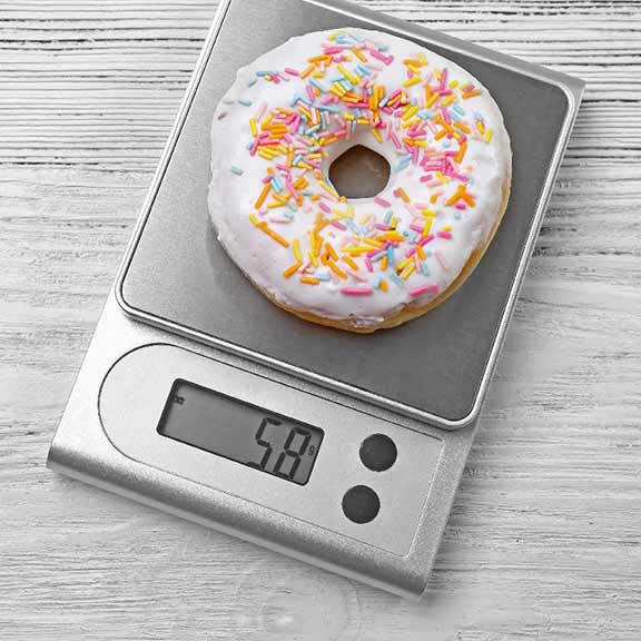 doughnut on digital scales square