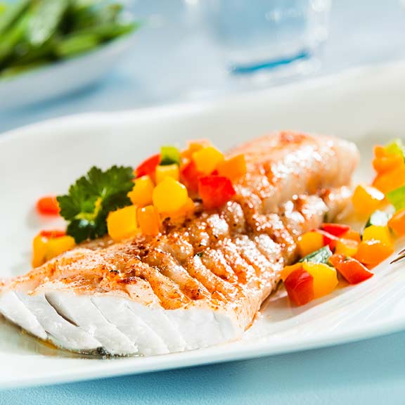 plate of fish and vegetables square