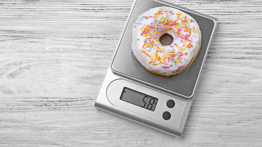 Doughnut on digital scales