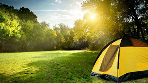 tent during sunrise