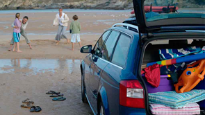 full car at beach