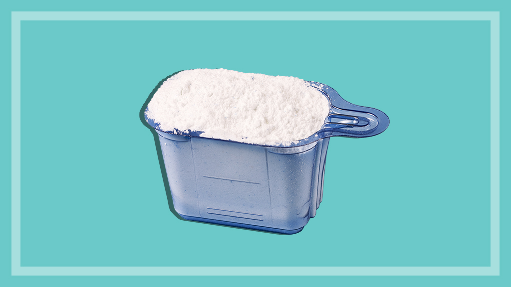 small cup of laundry powder