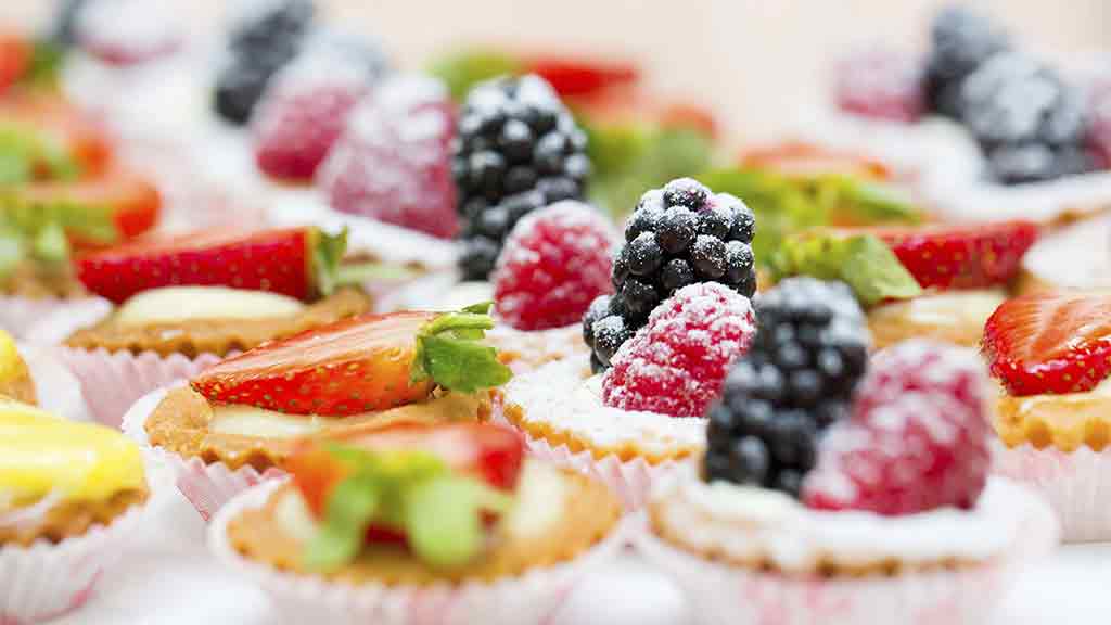 selection of fruit tarts desserts