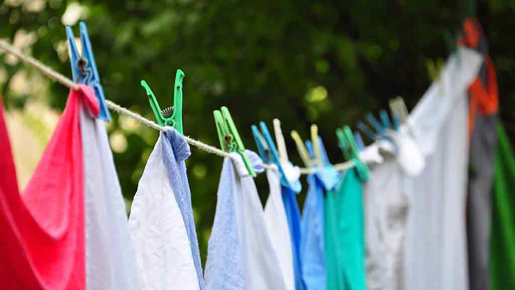 washed clothes drying on line