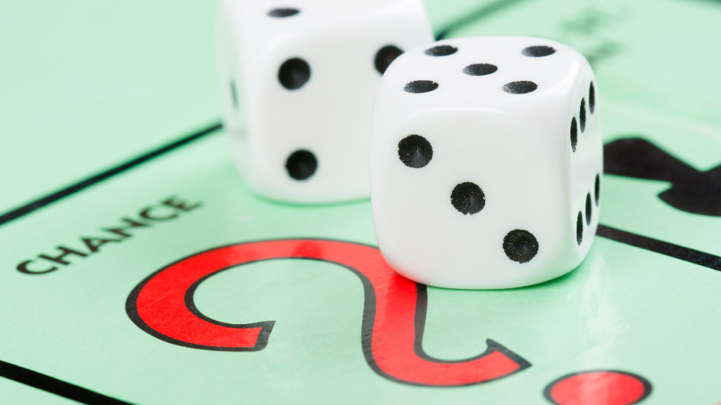 chance square on monolpoly board and die