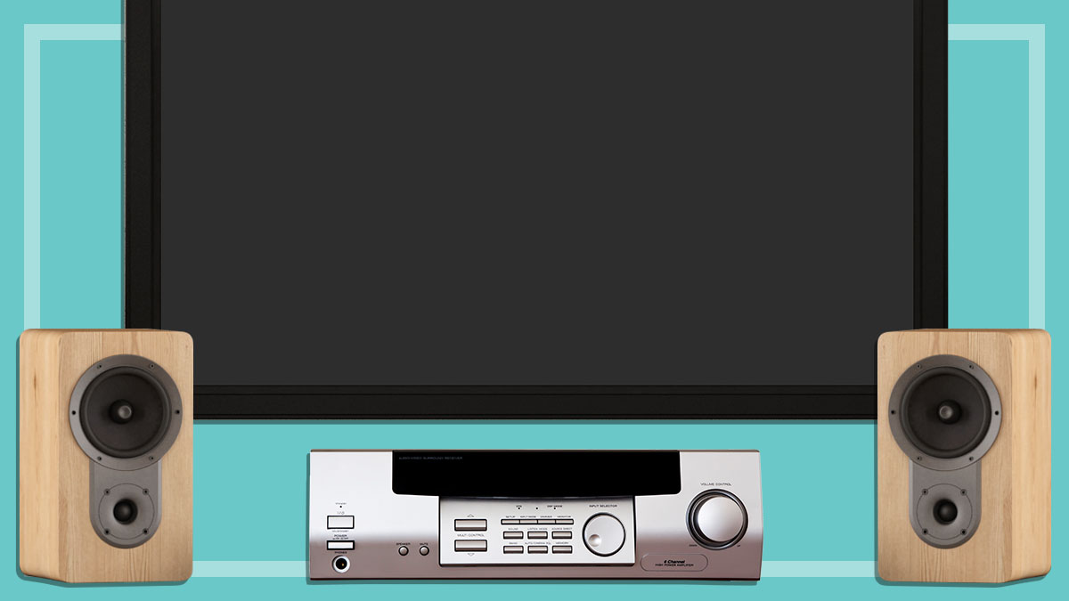 audio visual receiver TV and speakers