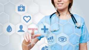 doctor with stethoscope and ehealth icons