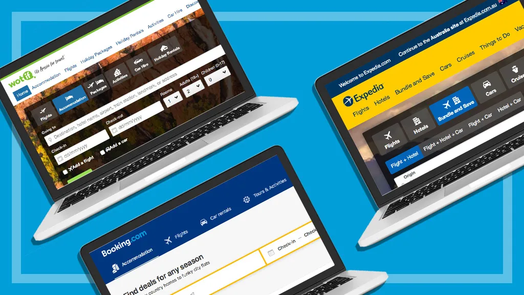 hotel booking websites on laptops