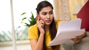 woman on hold with telco