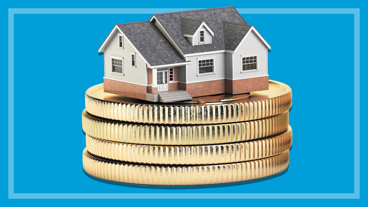 house atop a stack of coins