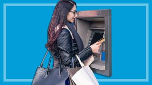 woman using atm