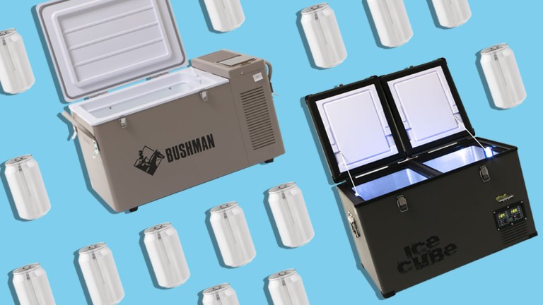 portable camping fridges and cans