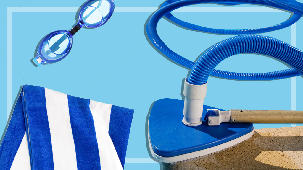 pool cleaner towel and googles