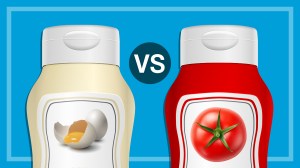 mayonnaise and tomato sauce bottles