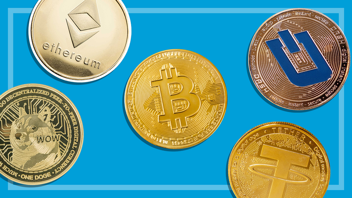 several different cryptocurrency coins