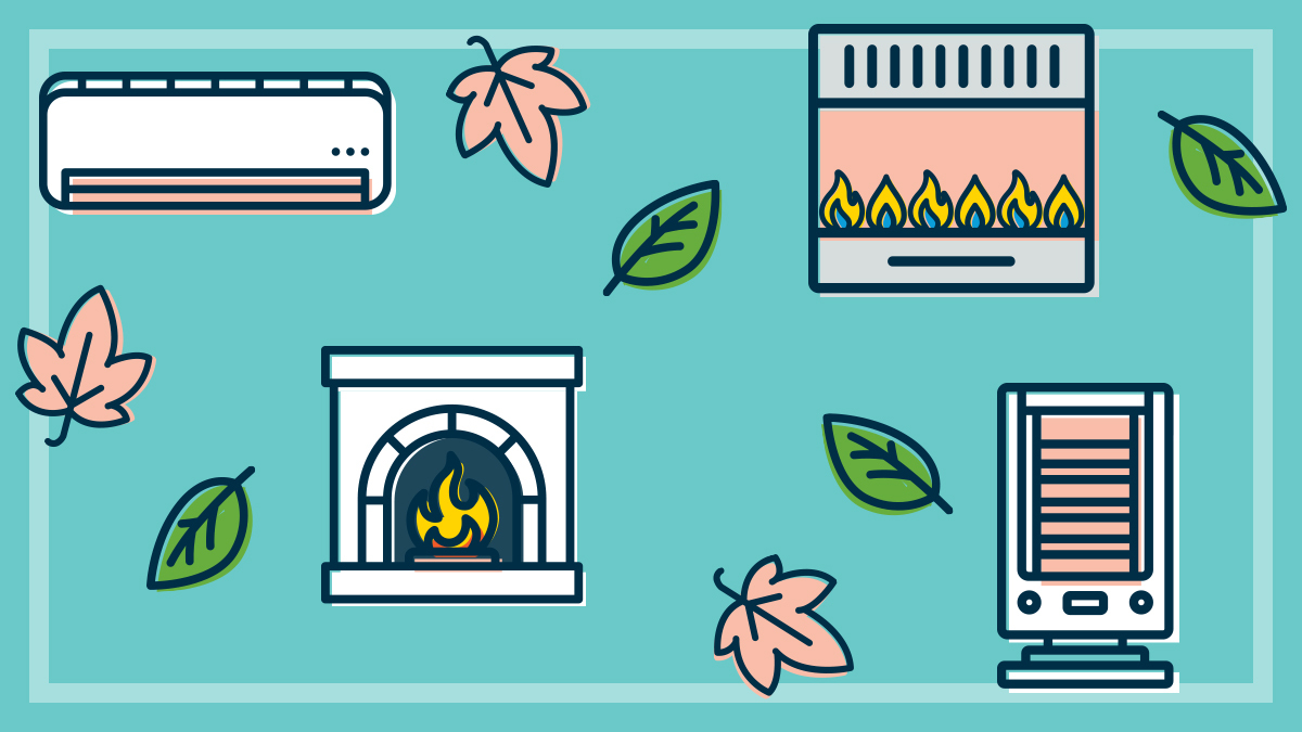 illustration of different heating options