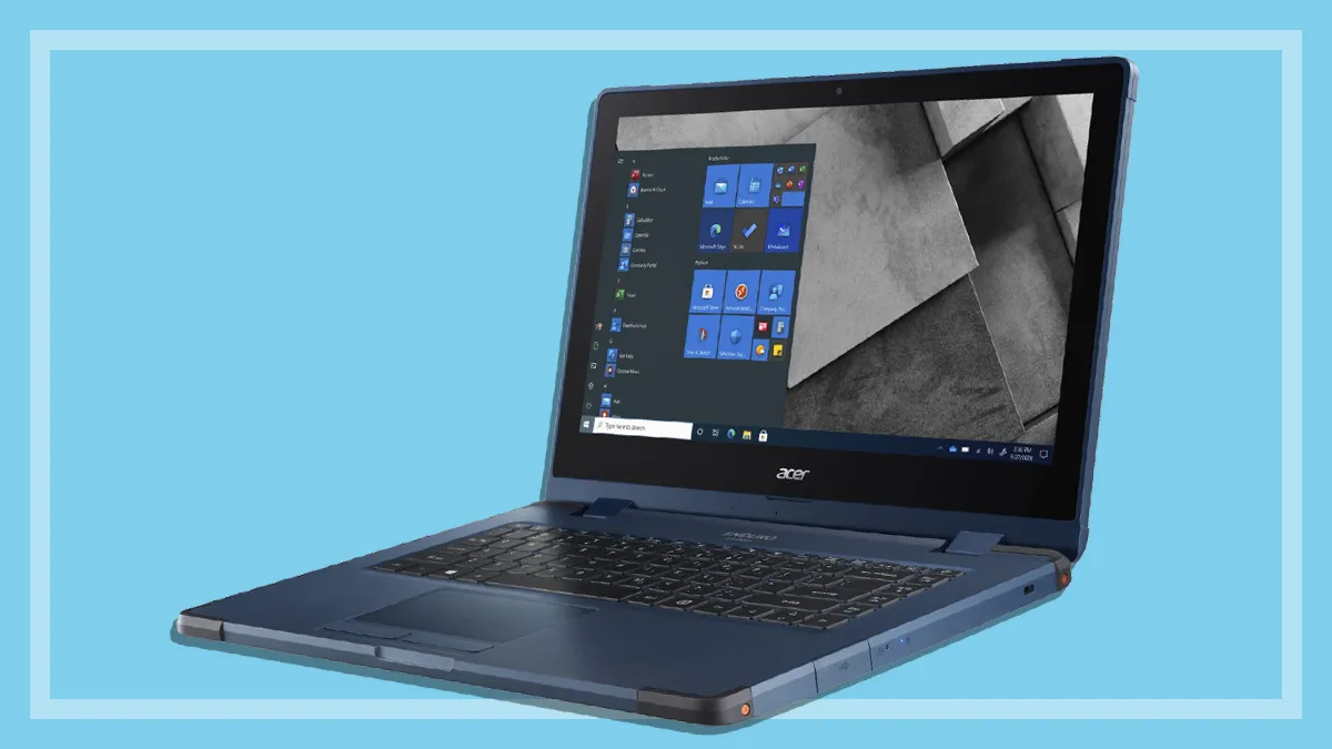 Acer Enduro Urban N3 laptop on a light blue background
