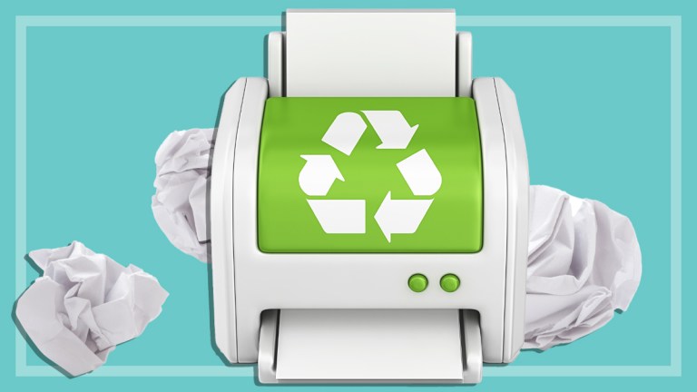 eco friendly home printer on teal background