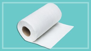 roll of paper towel on a teal background