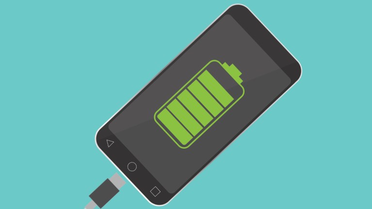 mobile phone with battery charge icon