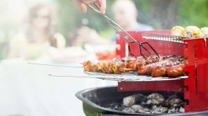 sausages on a barbecue grill
