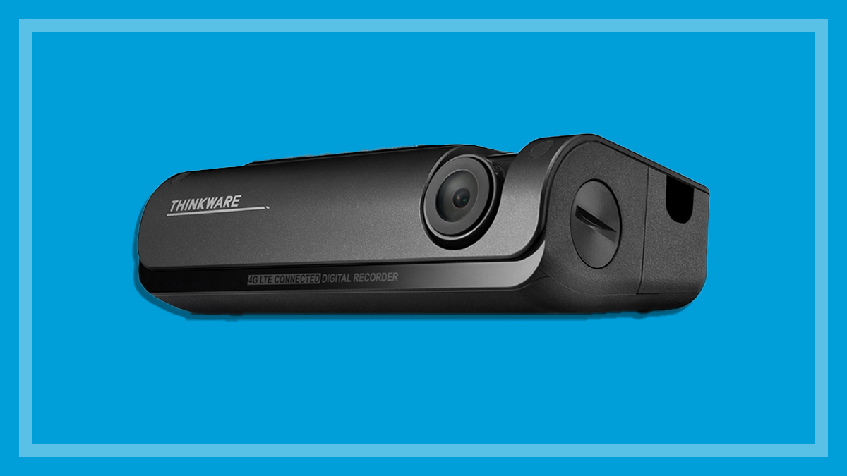 Thinkware T700 dash cam on a blue background