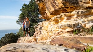 couple hiking in the mountains