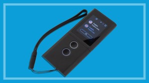 Vasco Translator M3 translation device on a blue background