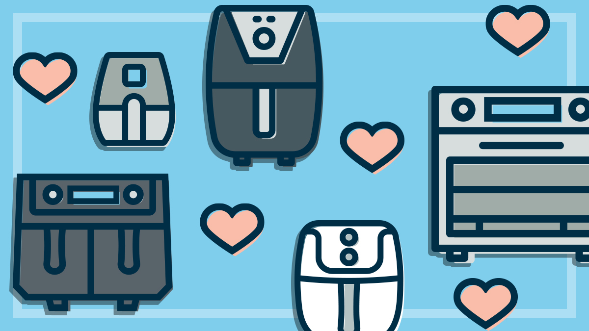 illustration of different types of air fryers