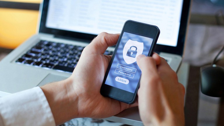 person using a secure login on a smartphone