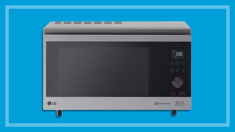 convection microwave on a blue background