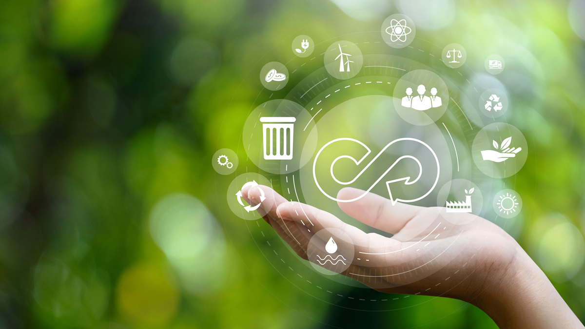 green marketing icons floating