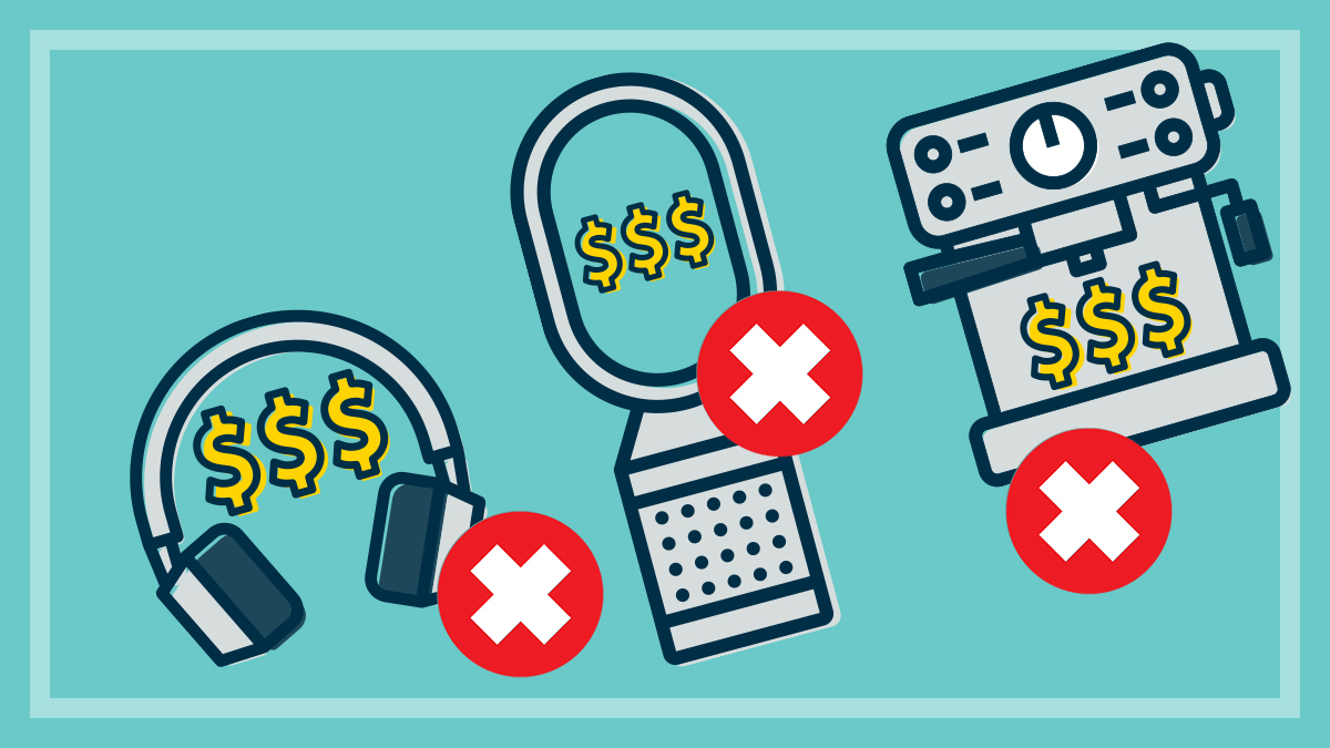 illustrations of expensive products with crosses