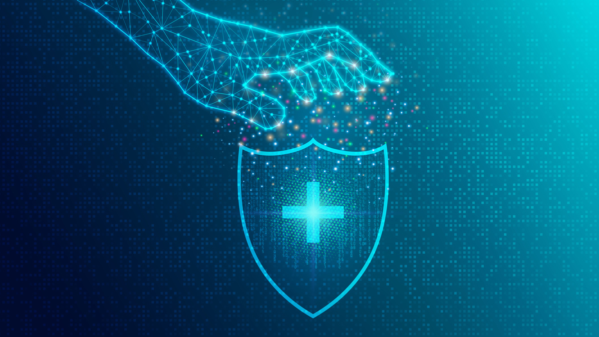 medical sheild hand reaching data