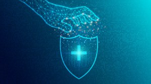 medical sheild hand reaching data