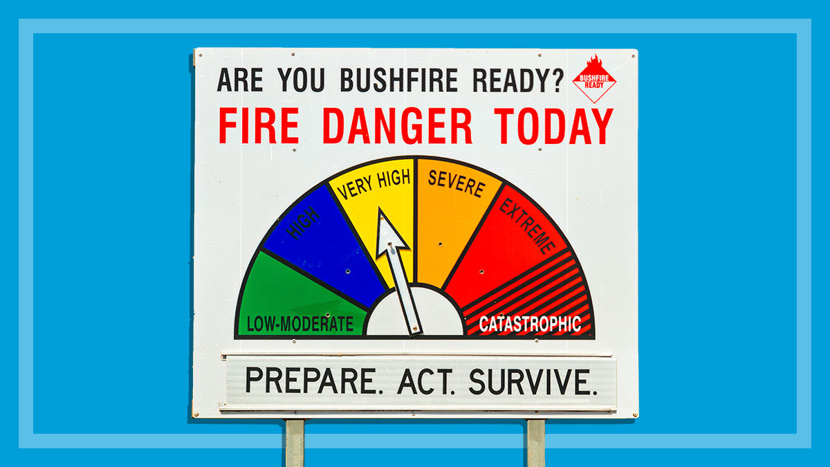 bushfire sign showing a very high fire danger