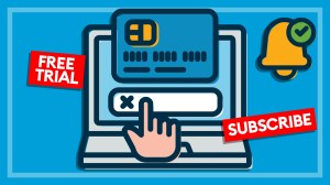 illustration of laptop with subscription page credit card and offers