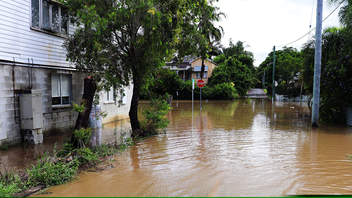 flooded street in maryborough queensland