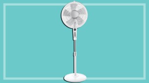 white pedestal fan