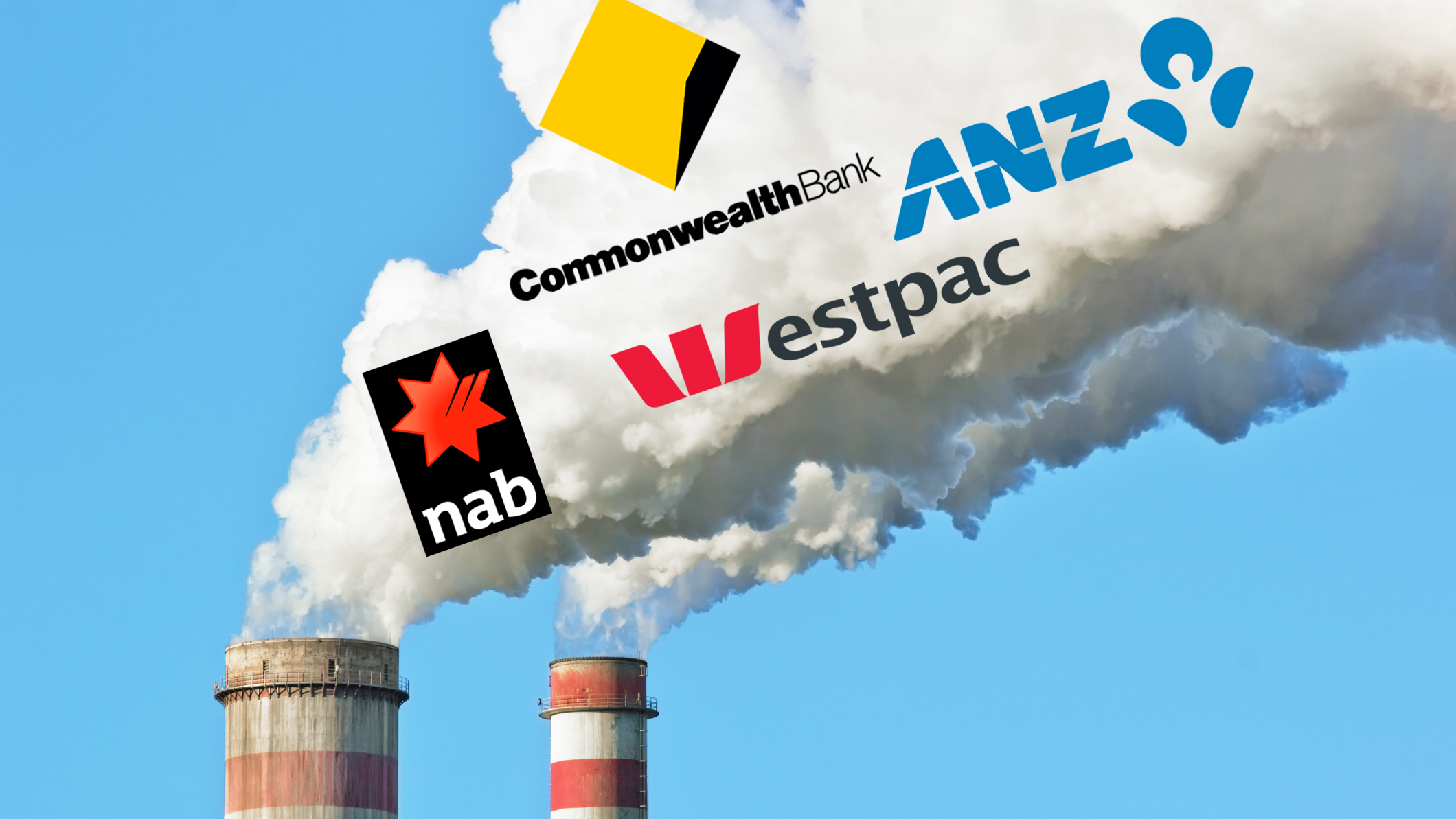 coal smoke stack with big four bank logos